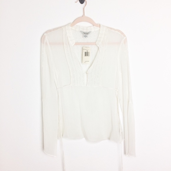 Guess Jeans White Silk Chiffon Top (NWT) | Size M - Picture 3 of 8